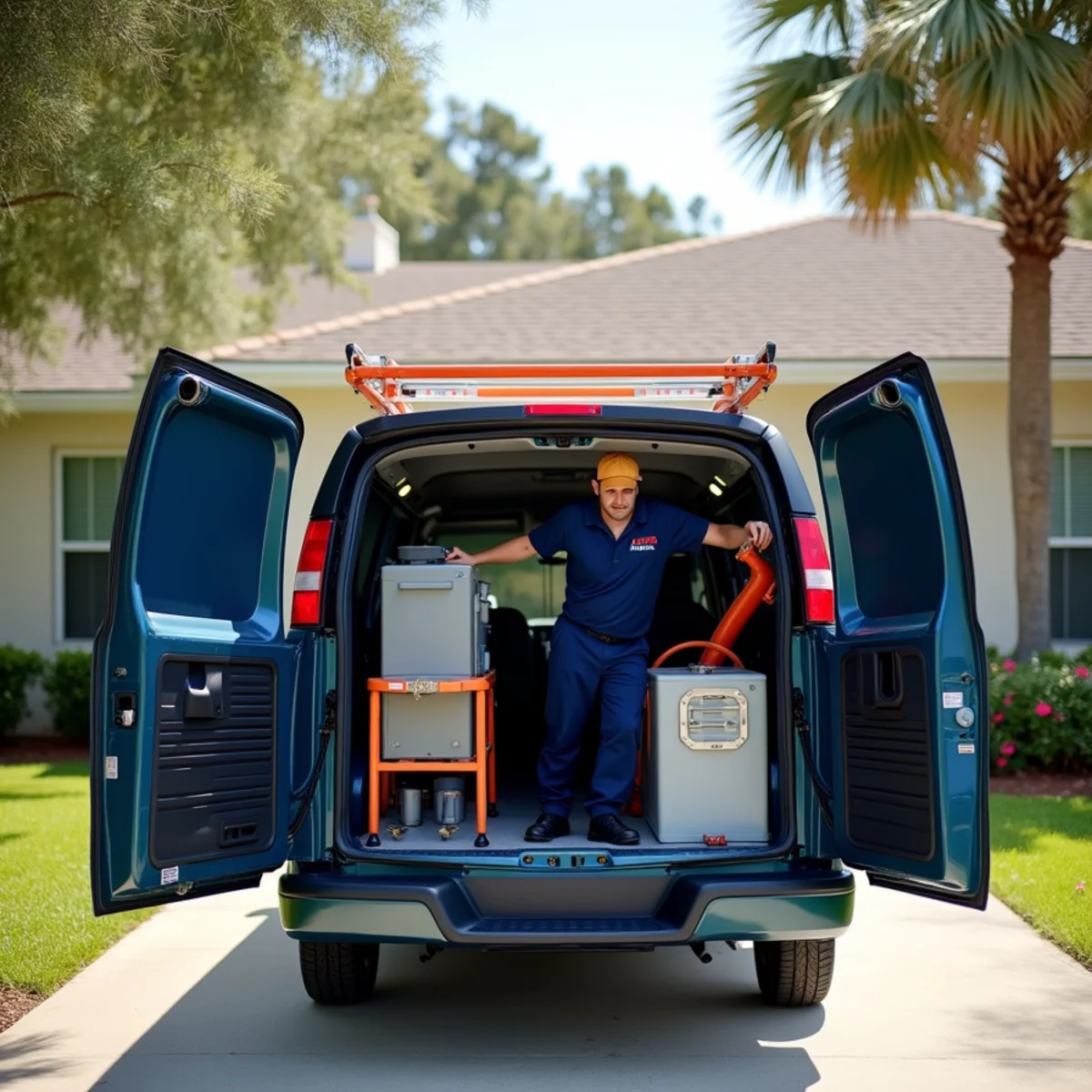 Brothers Cooling & Heating service van parked at an Orange Park, FL home