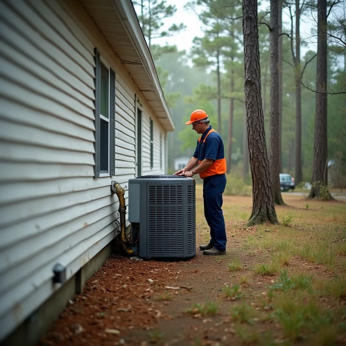 Package HVAC unit beside a manufactured home in Middleburg, Clay County, FL